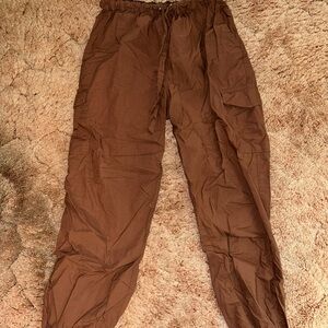 Womens Brown Loose Cargo Pants